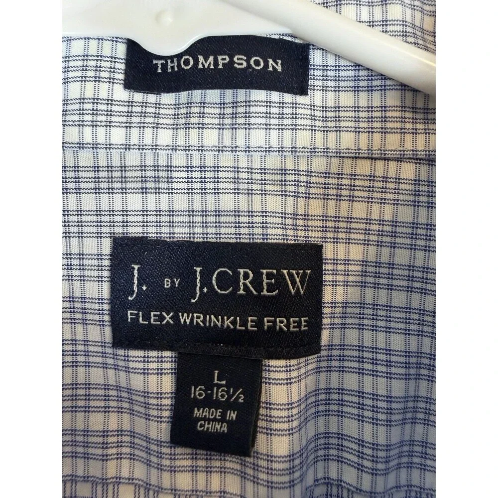 J. Crew Thompson Shirt L/S Button Flex Wrinkle Free Blue Plaid Men’s 16-16 1/2